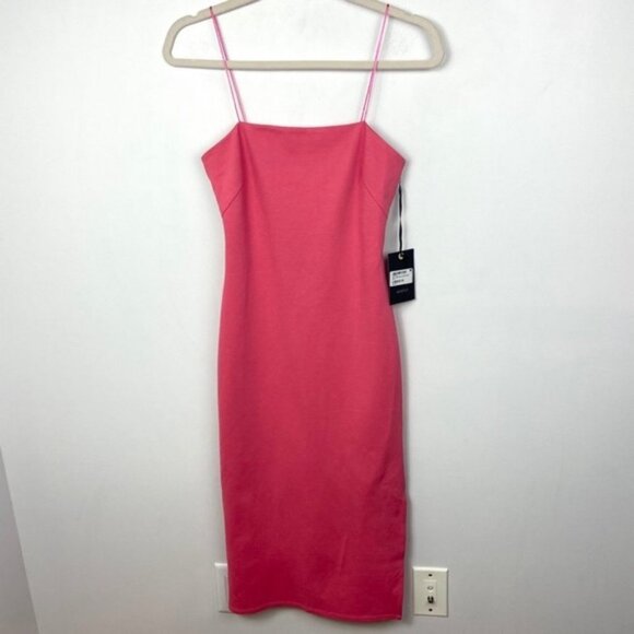 NWT 4SI3NNA Soren Sleeveless Side Slit Dress Neon Pink Size XS New With Tag Midi - Picture 7 of 9